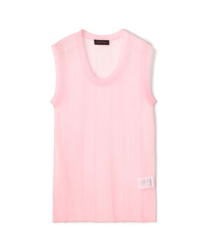 シアーナイロン ランダムリブノースリーブプルオーバー