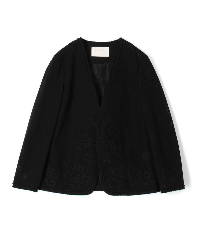 フラワーメッシュエンブロイダリー Vカラージャケット