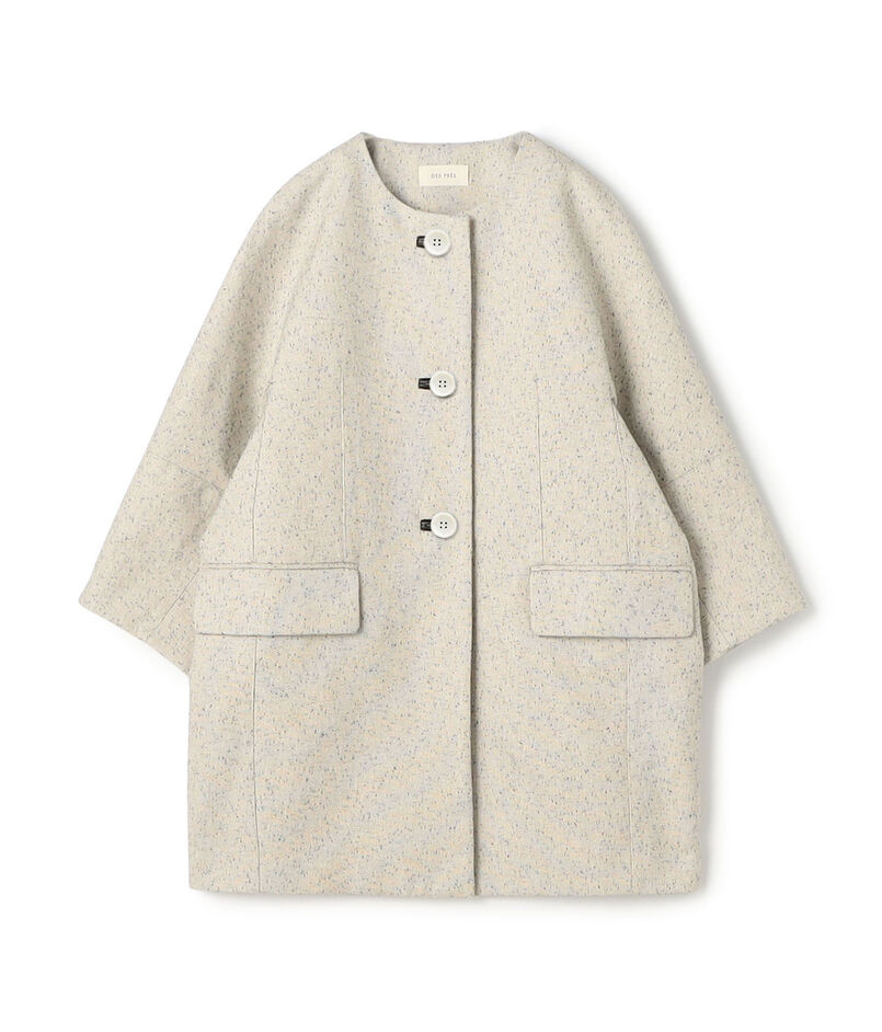 メランジツイル キモノスリーブミディコート