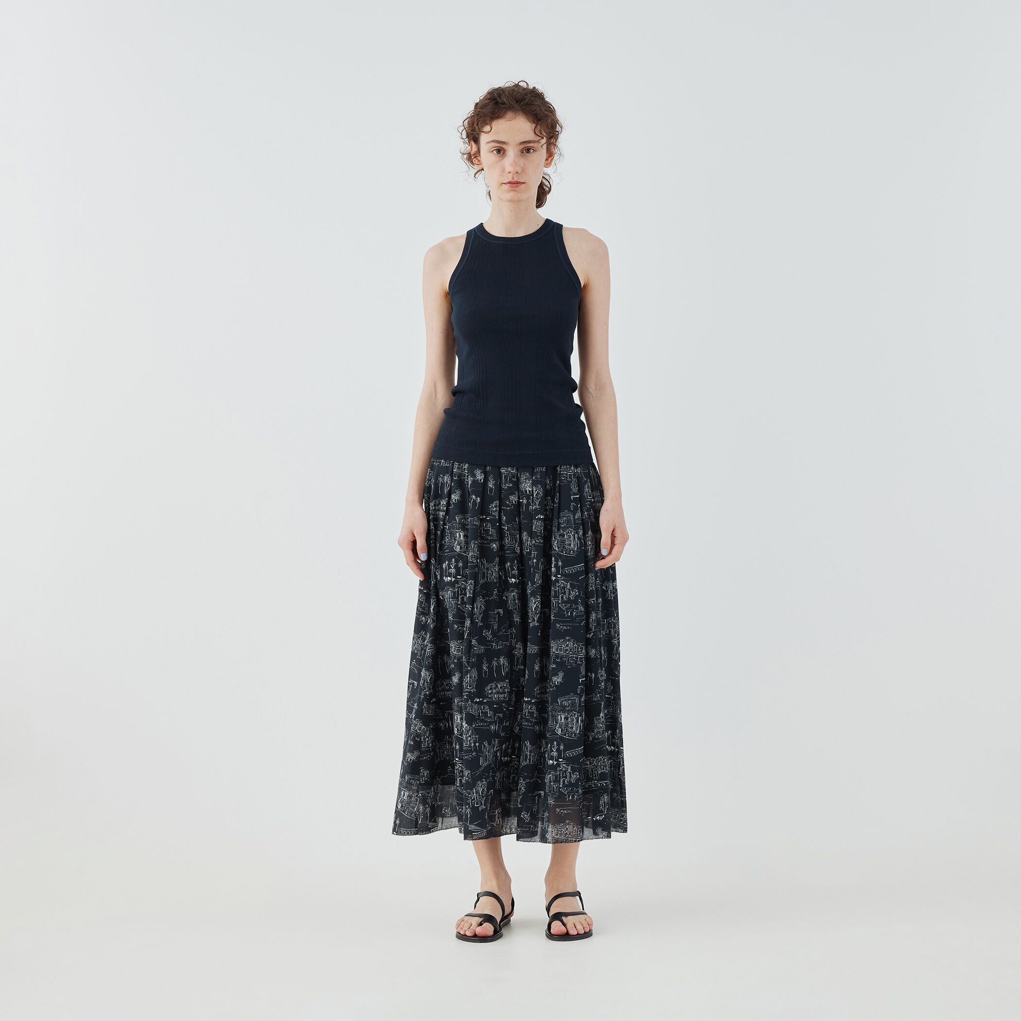 LandScapeシルクストレッチ イージータックスカート