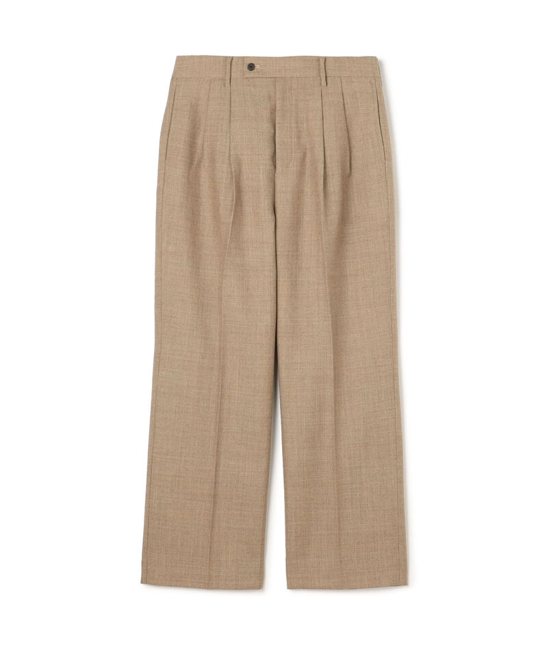 ■ドライウールツイル 2プリーツワイドストレートバレルパンツ