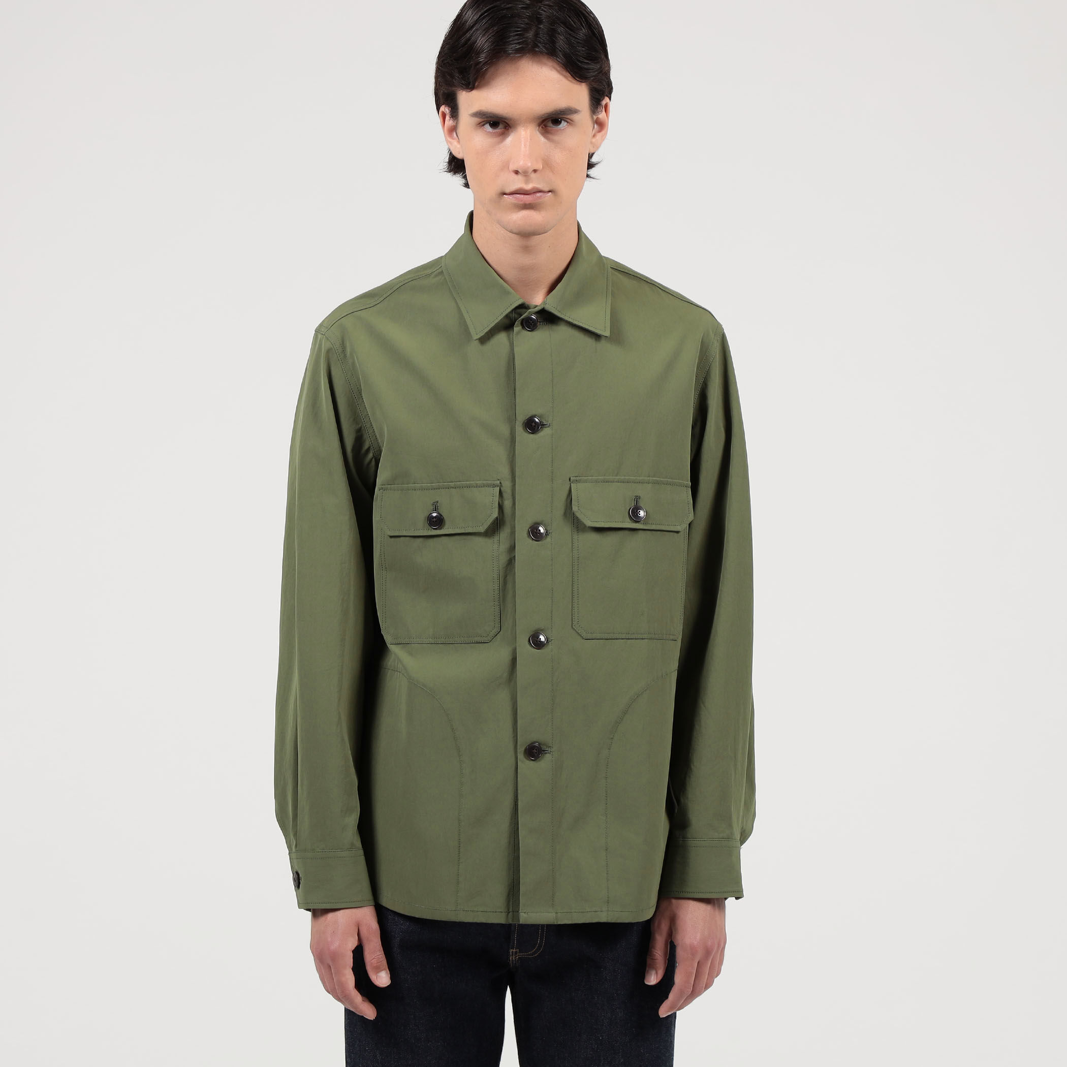 □80/2スーピマコットン ダブルポケットシャツブルゾン BORGHI