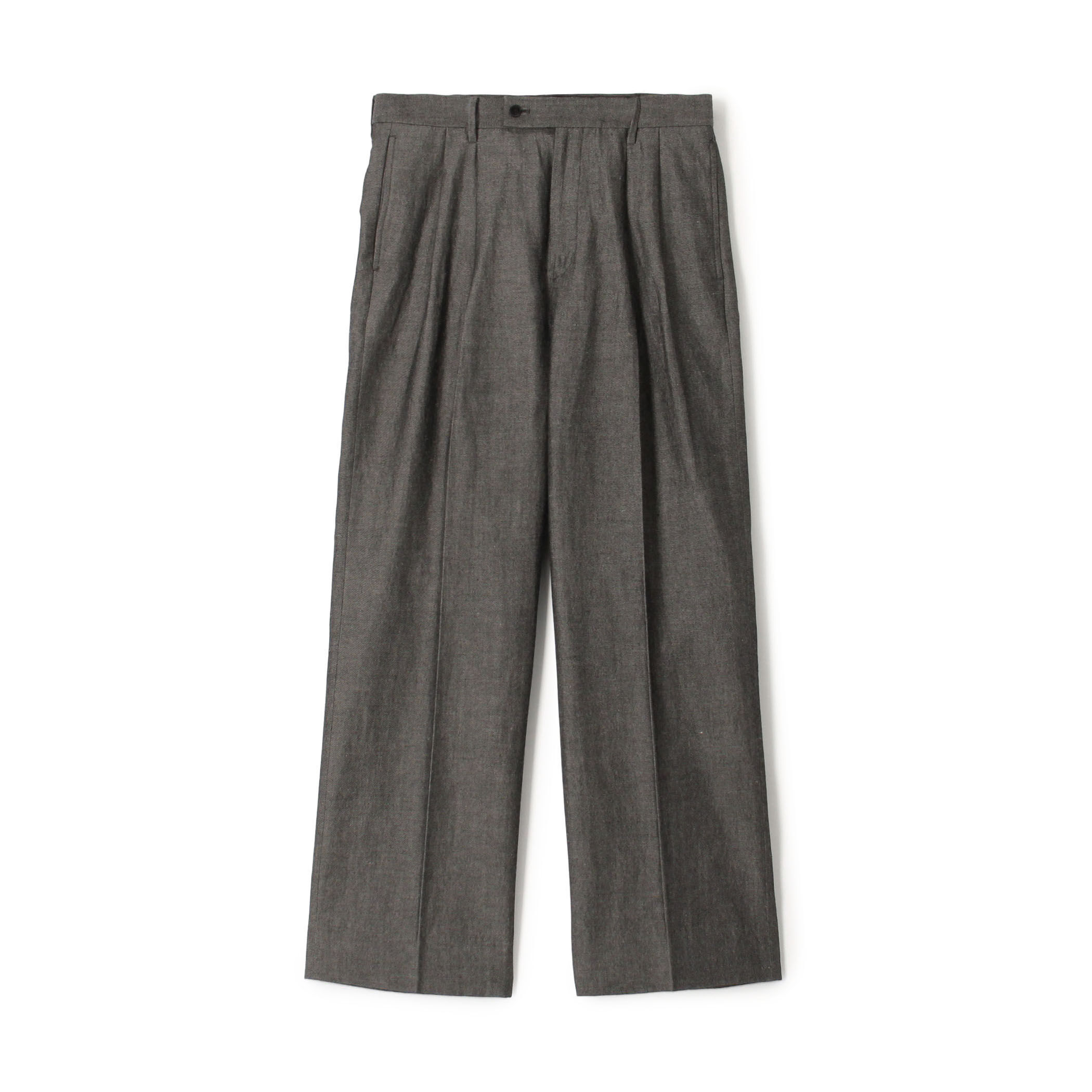 ウールリネンコットン 2タックワイドストレートパンツ
