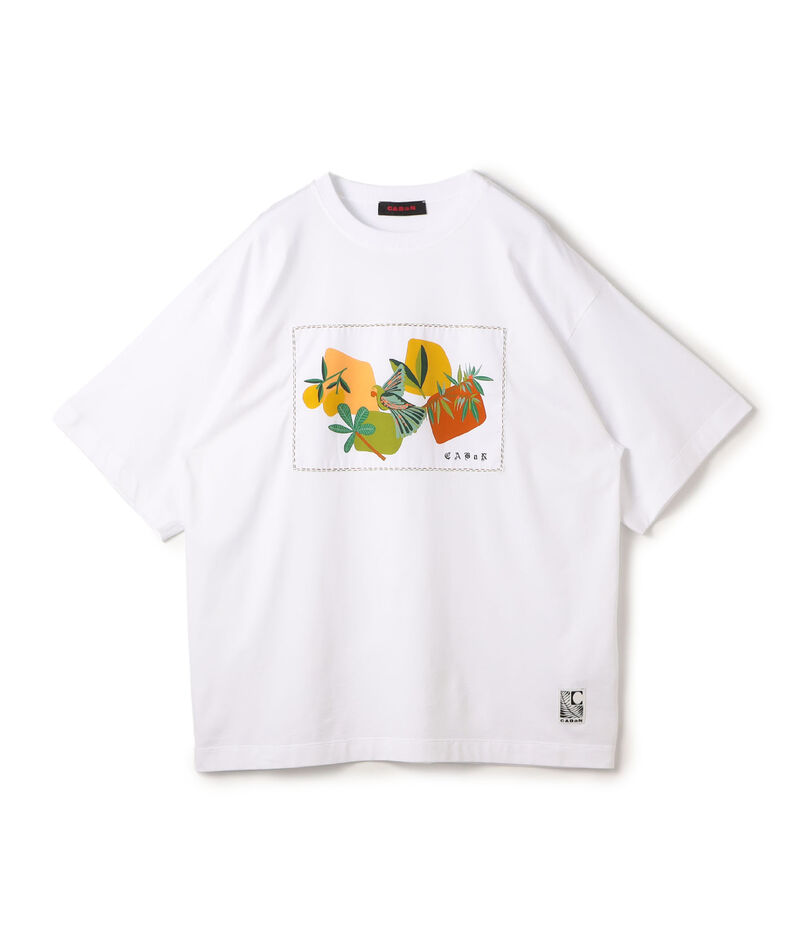 CABaN スビンコットン BIRDプリントTシャツ