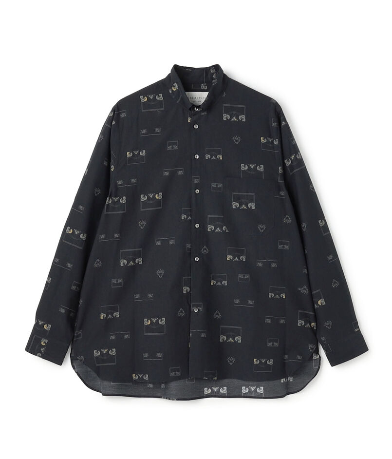 コットンシルクプリント ロングスリーブシャツ