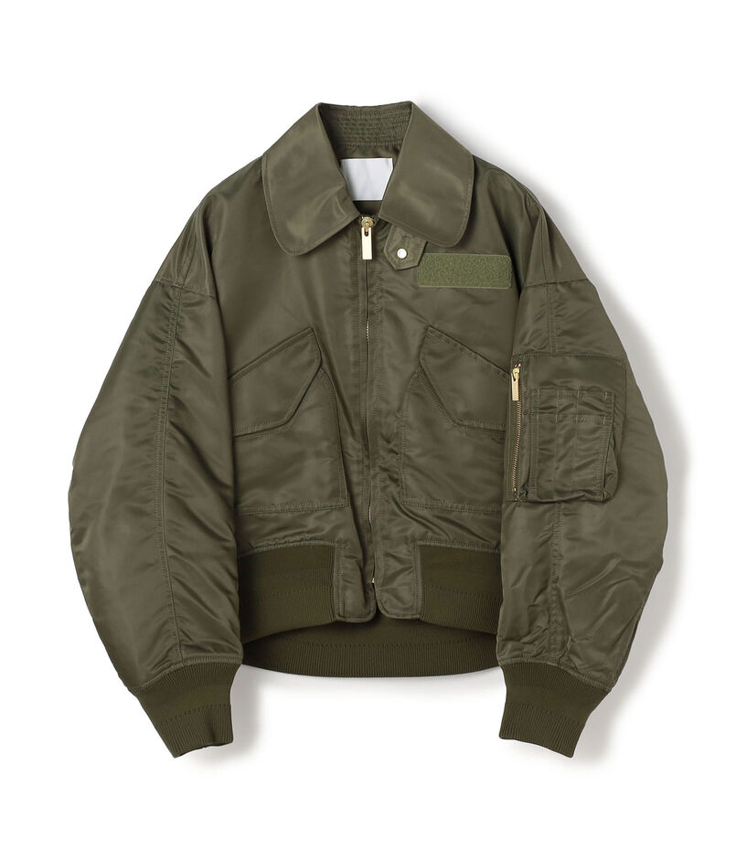 Mame Kurogouchi Nylon Twill 3D Embroidery Flight Jacket フライトジャケット