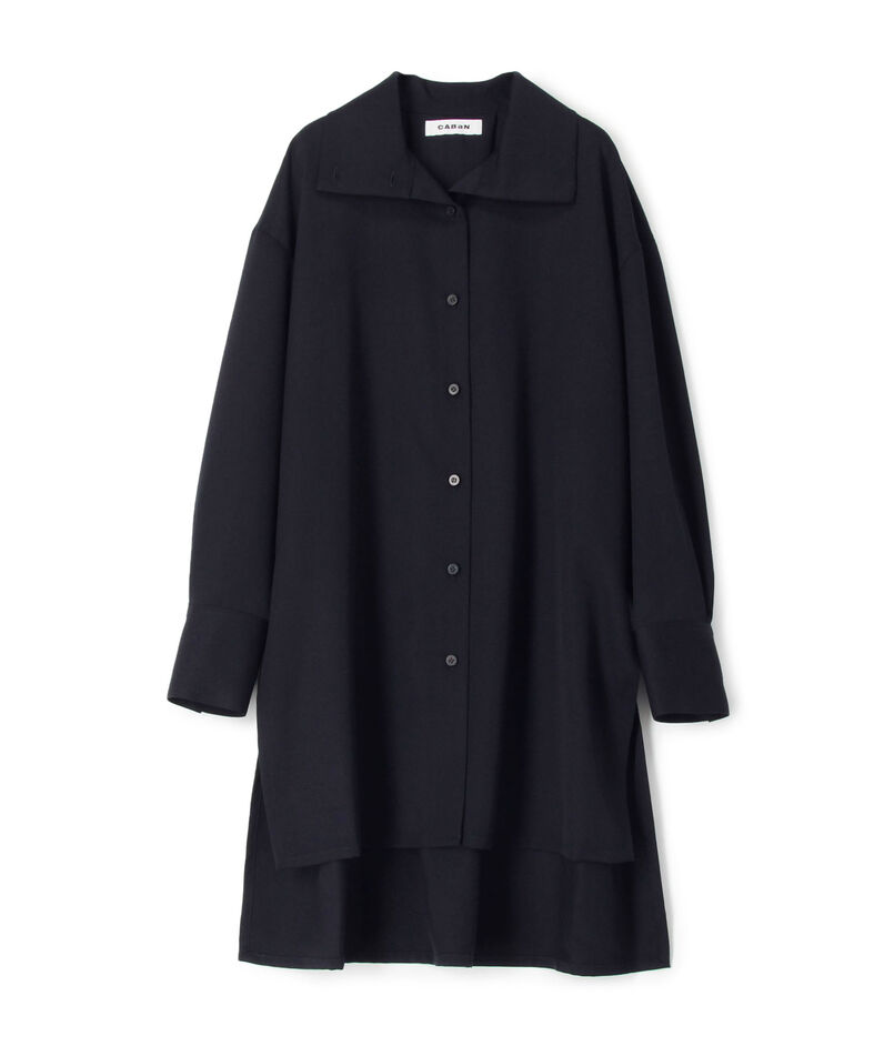 CABaN ウールツイル ハイネックロングシャツ