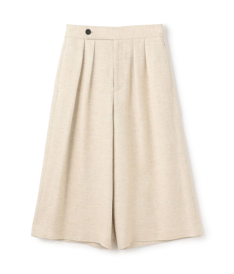 スムースリネン ワイドクロップドパンツ