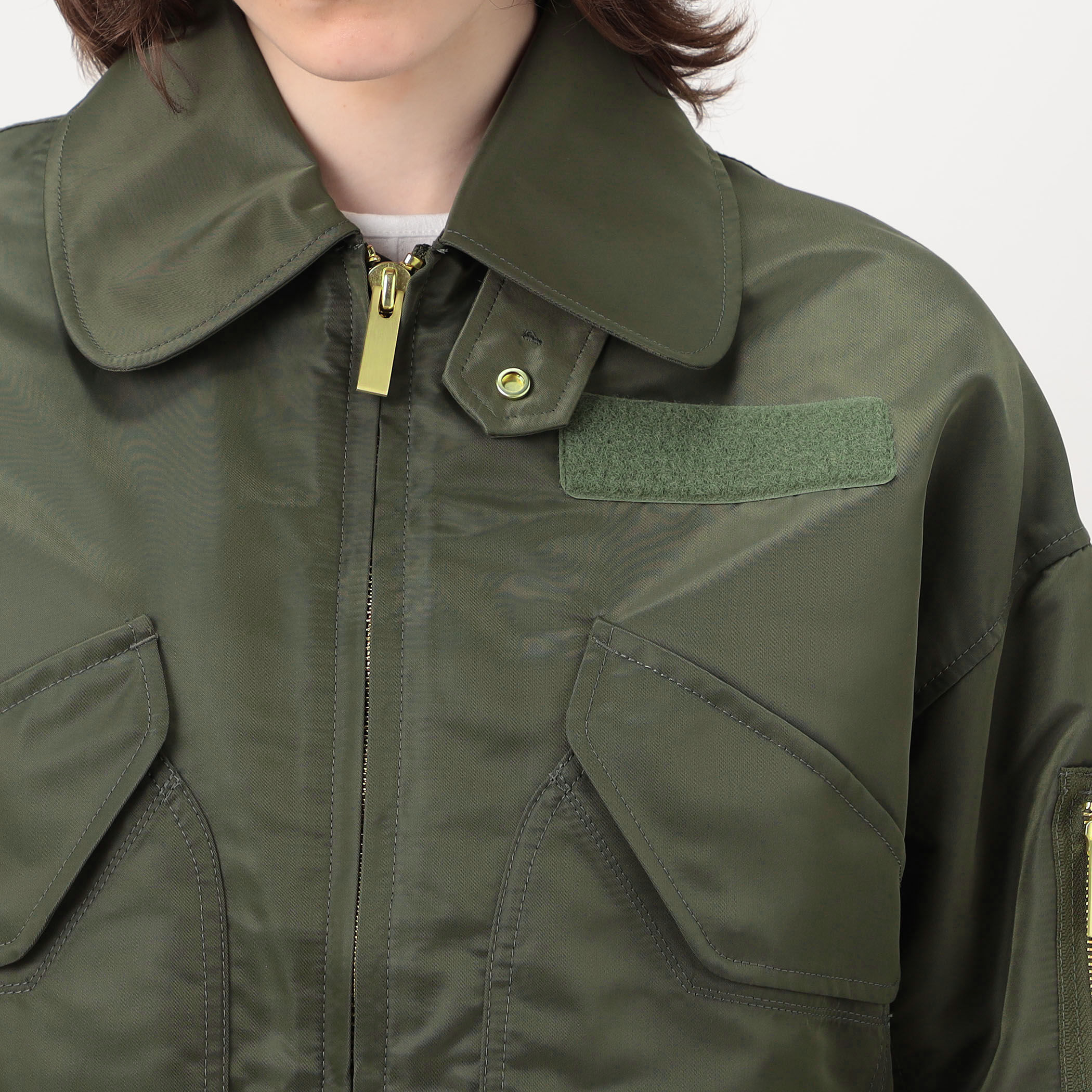 Mame Kurogouchi Nylon Twill 3D Embroidery Flight Jacket フライト