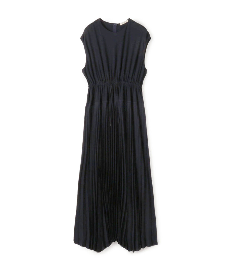ジャージーライクジョーゼット プリーツコンビドレス