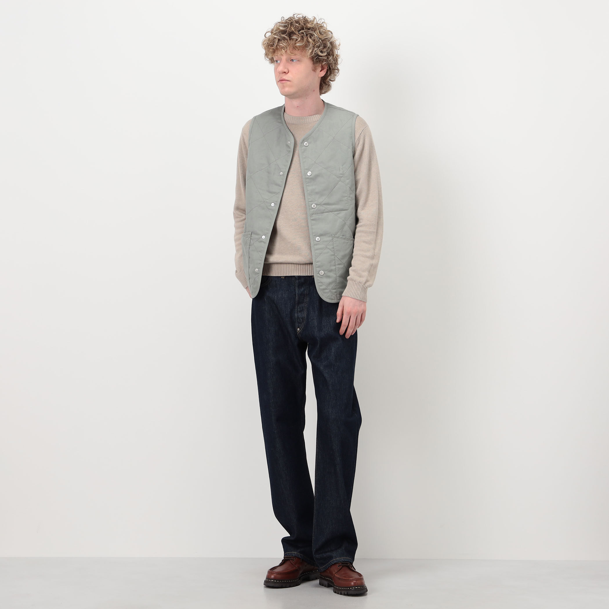 LAVENHAM UNWADDED THORNHAM リネンコットン キルティングベスト