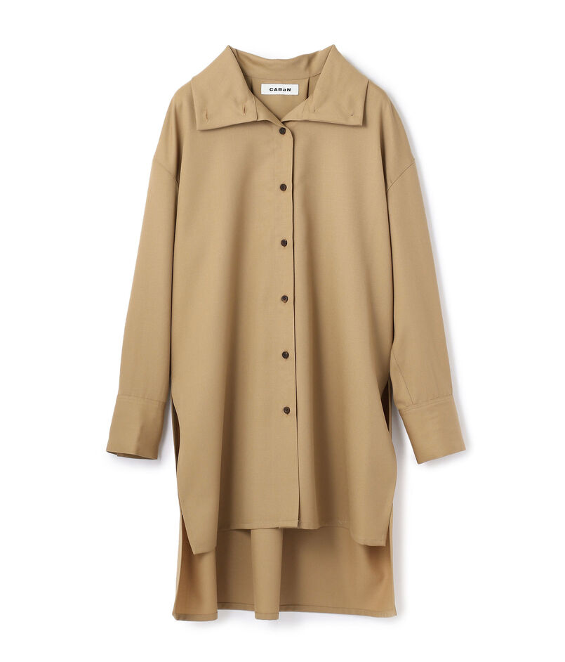 CABaN ウールツイル ハイネックロングシャツ