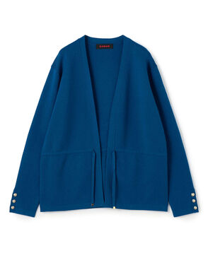 コットンカシミヤ Vカラーレスカーディガン