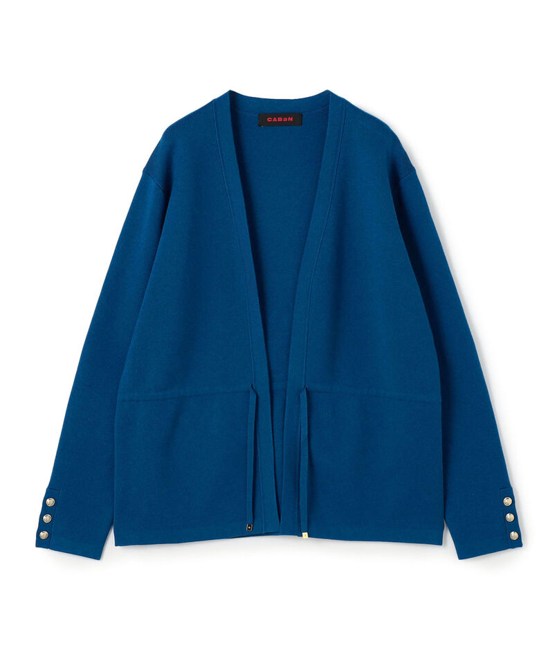 コットンカシミヤ Vカラーレスカーディガン