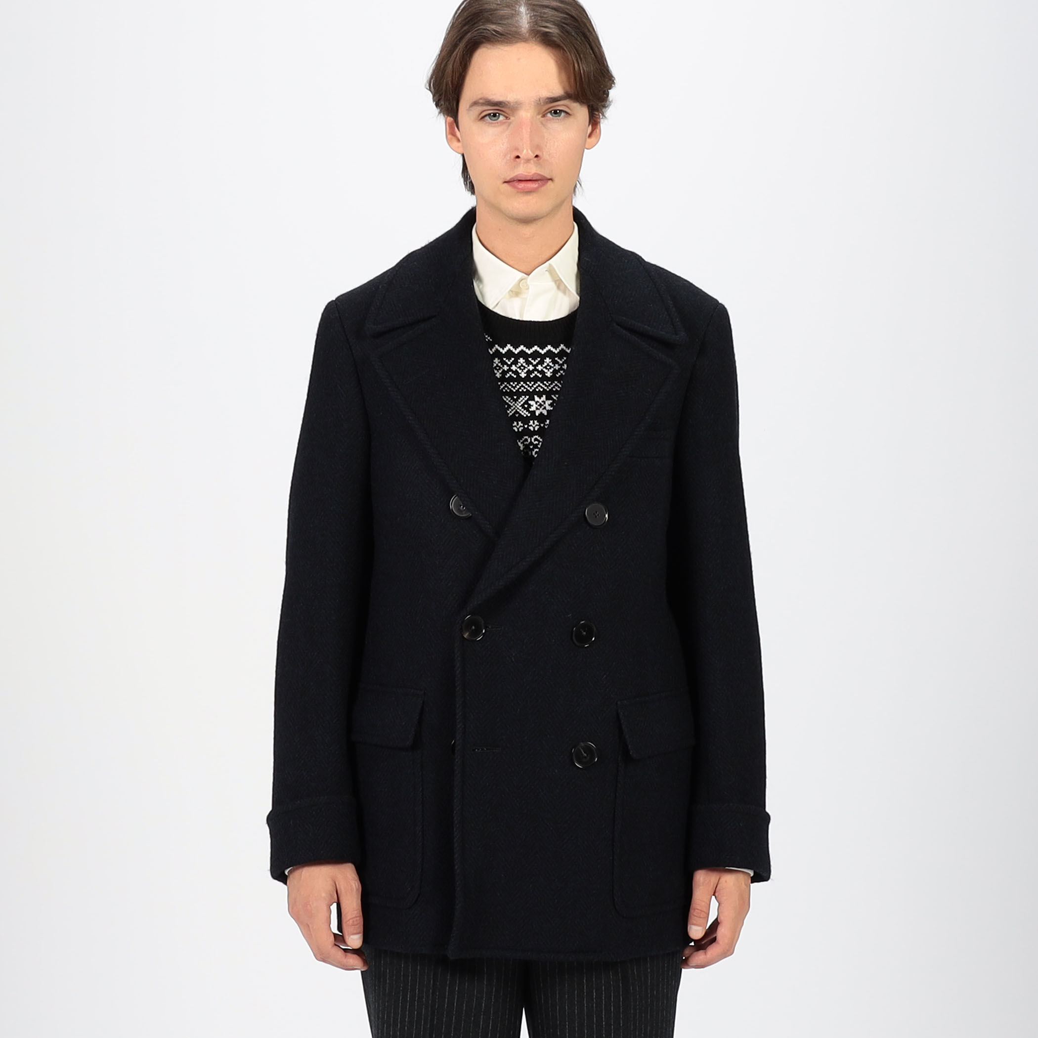 プレミアムシェットランドウール ショートポロコート