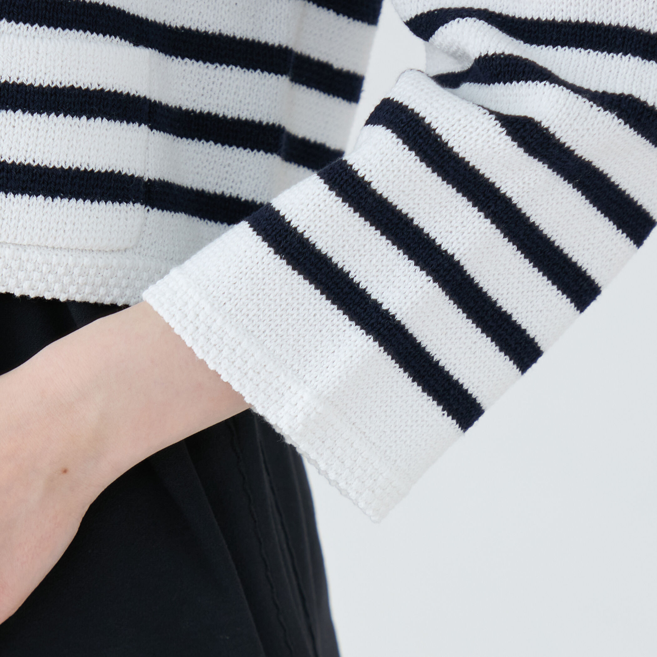 WEB限定】ハーフミラノリブボーダー クルーネックカーディガン