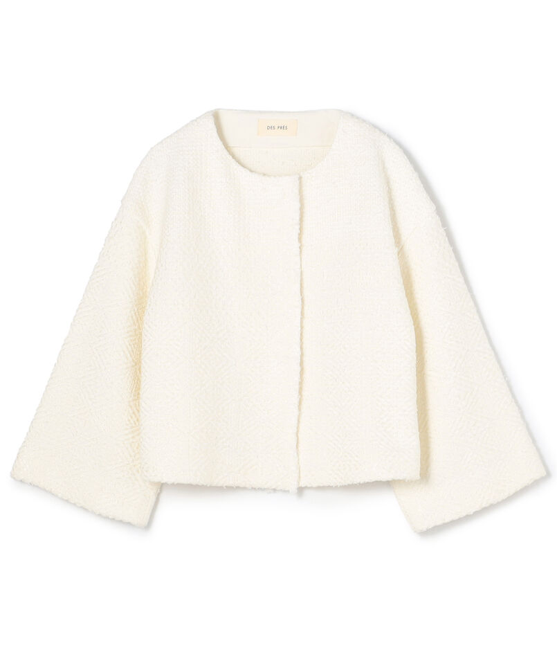 インレイパターン クロップドニットジャケット