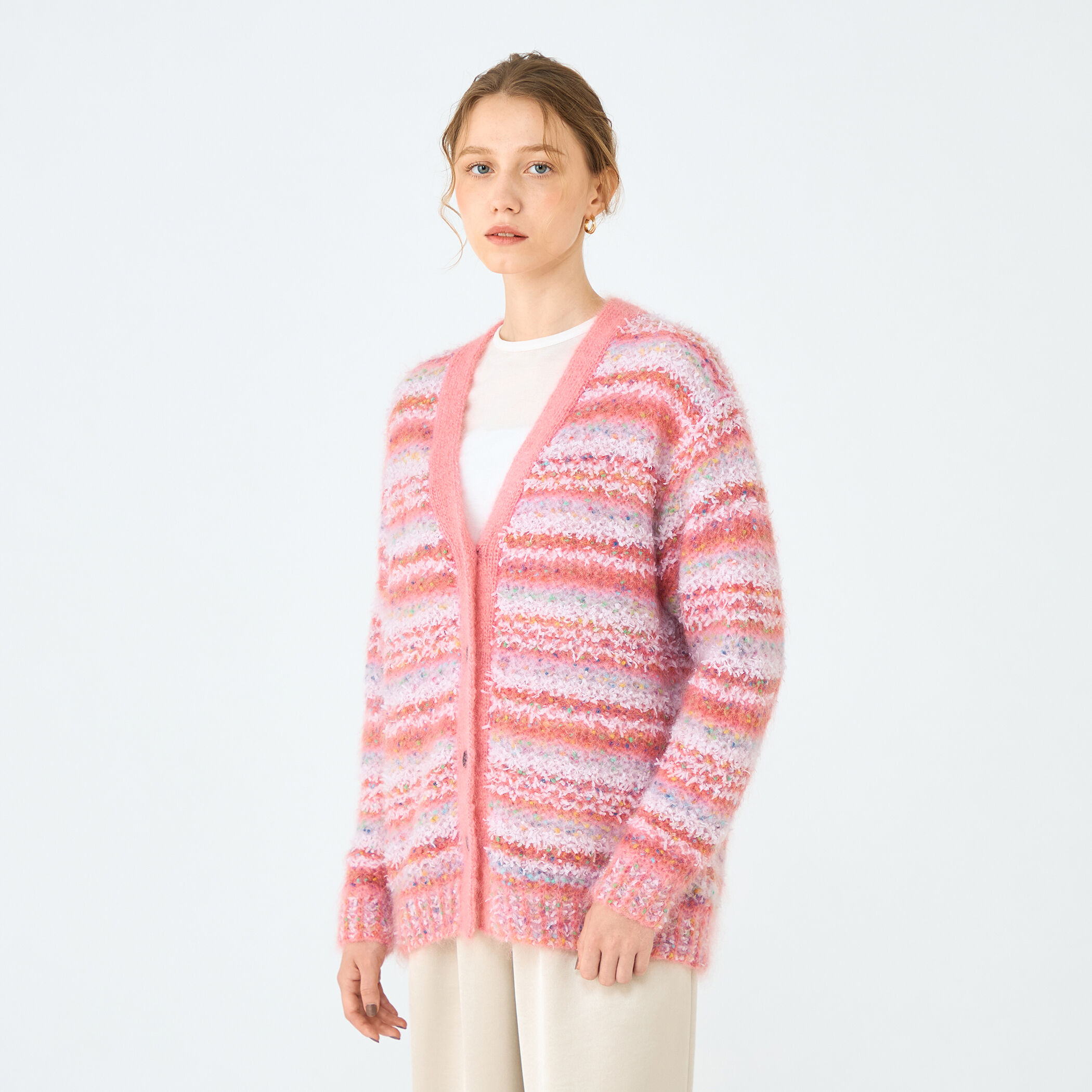 ミックスボーダー Vネックカーディガン｜トゥモローランド 公式通販