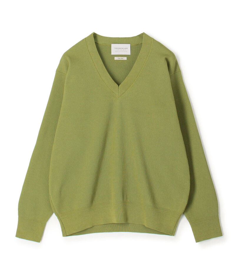 TOMORROWLAND tricot コットンポリエステルプレーティング  Vネックニット