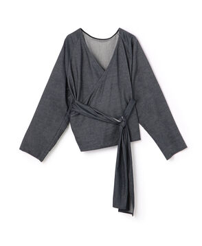 デニムダンガリー ベルテッドシャツ