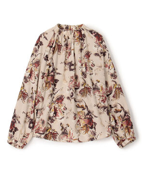 オータムガーデンプリント ネックギャザーブラウス