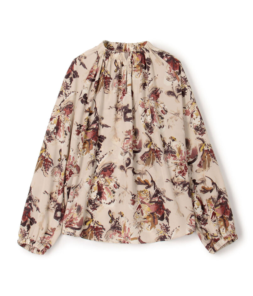 オータムガーデンプリント ネックギャザーブラウス