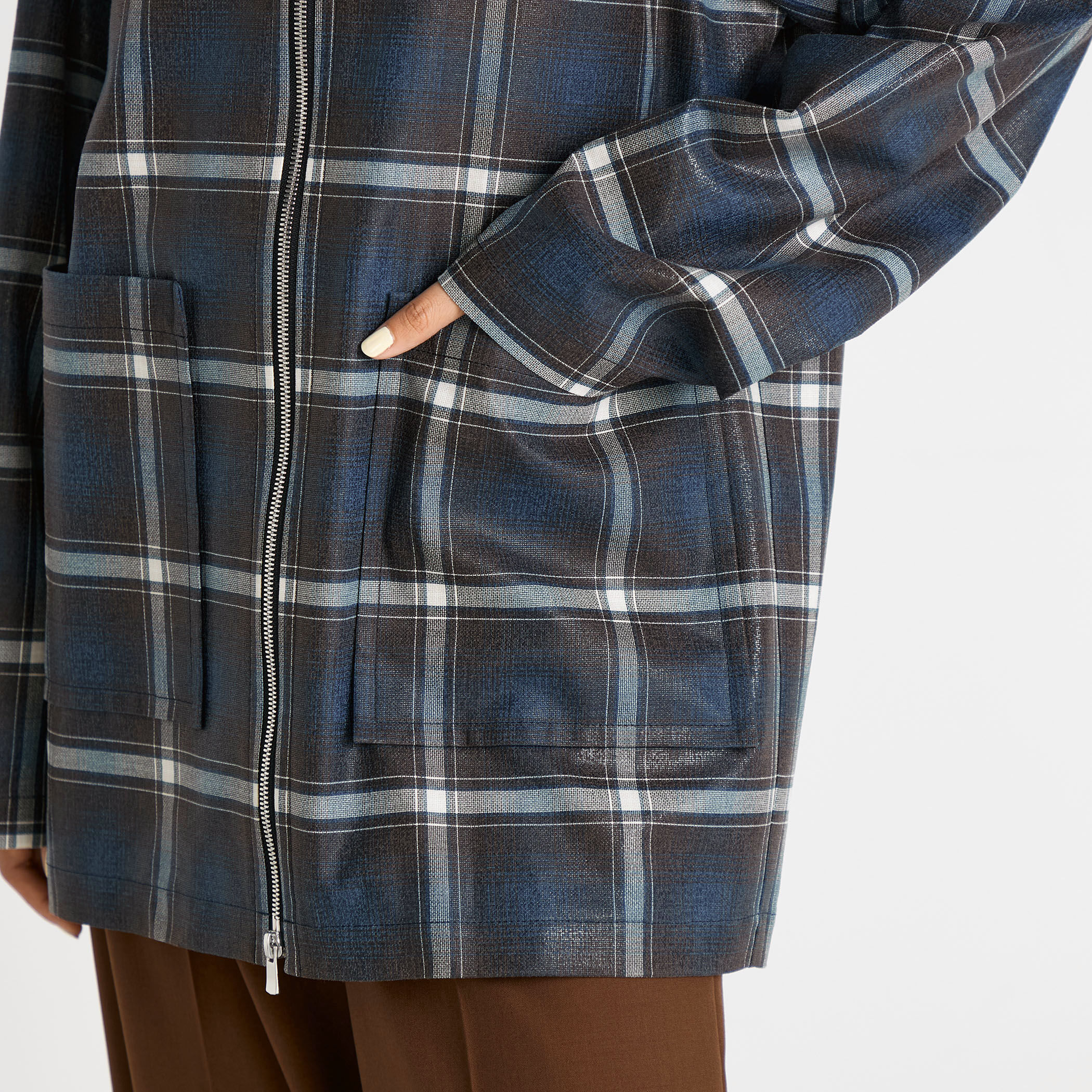 箔コーティングチェック ジップブルゾン｜トゥモローランド 公式通販