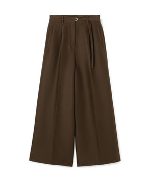 コットンシルクダブルクロス ストレートワイドパンツ
