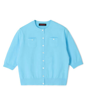 ファインポリエステル ハーフスリーブポケットカーディガン