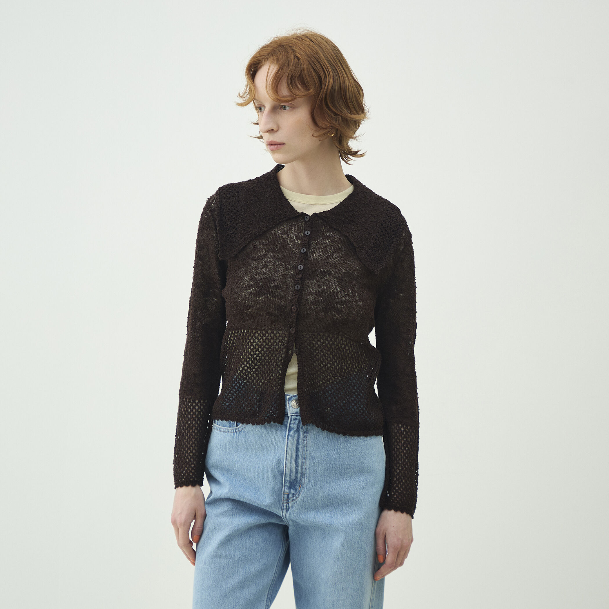 レーシーニット ビックカラーカーディガン｜トゥモローランド 公式通販