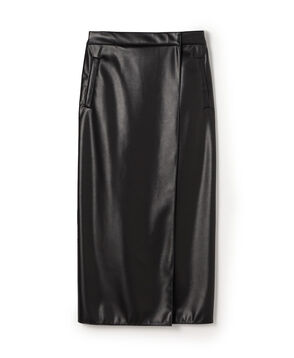 レザーライククロス ラップマキシスカート
