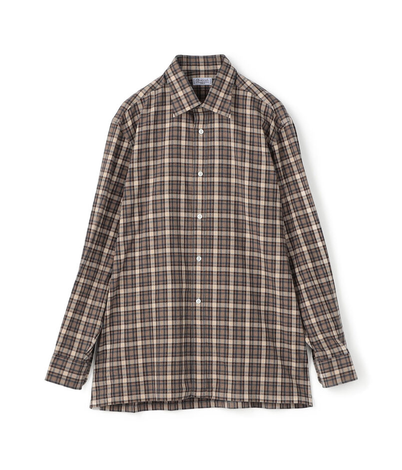 Charvet  コットンネル セミワイドカラーシャツ