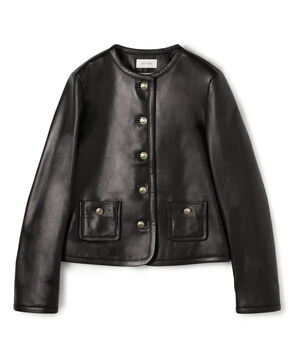 ラムレザー クルーネックジャケット