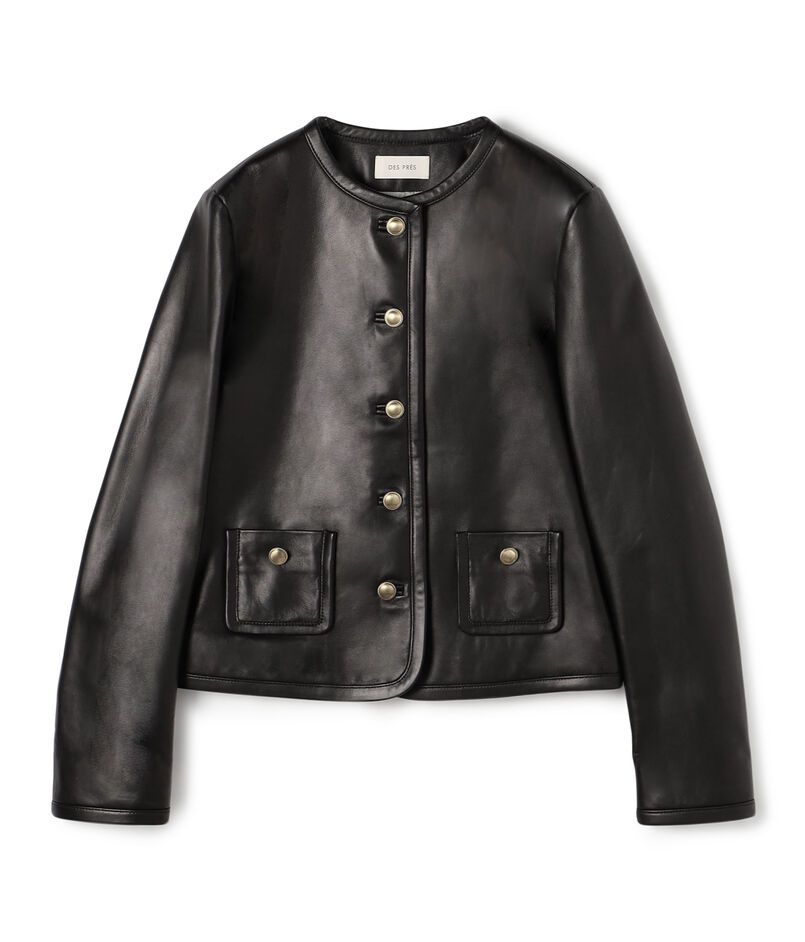 ラムレザー クルーネックジャケット