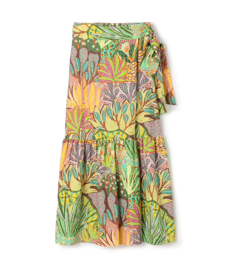 ■ガーデンプリント ティアードラップスカート