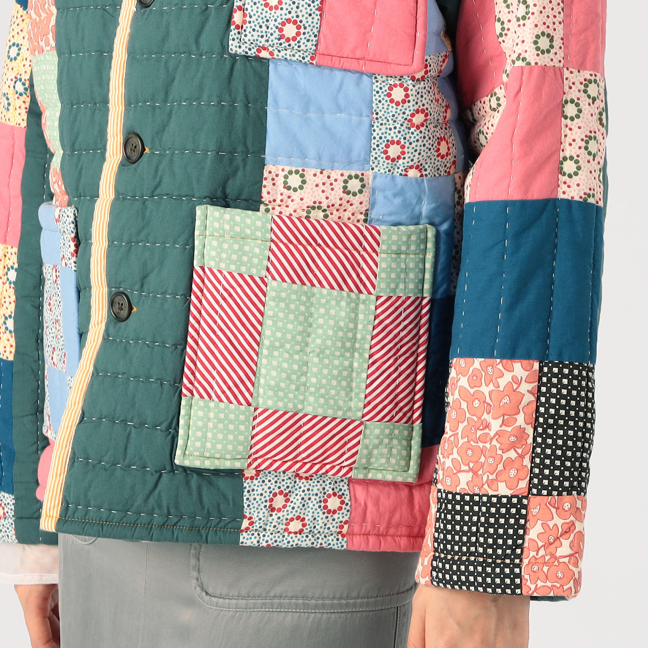 Bode White Signature Quilt Workwear Jacket Bode