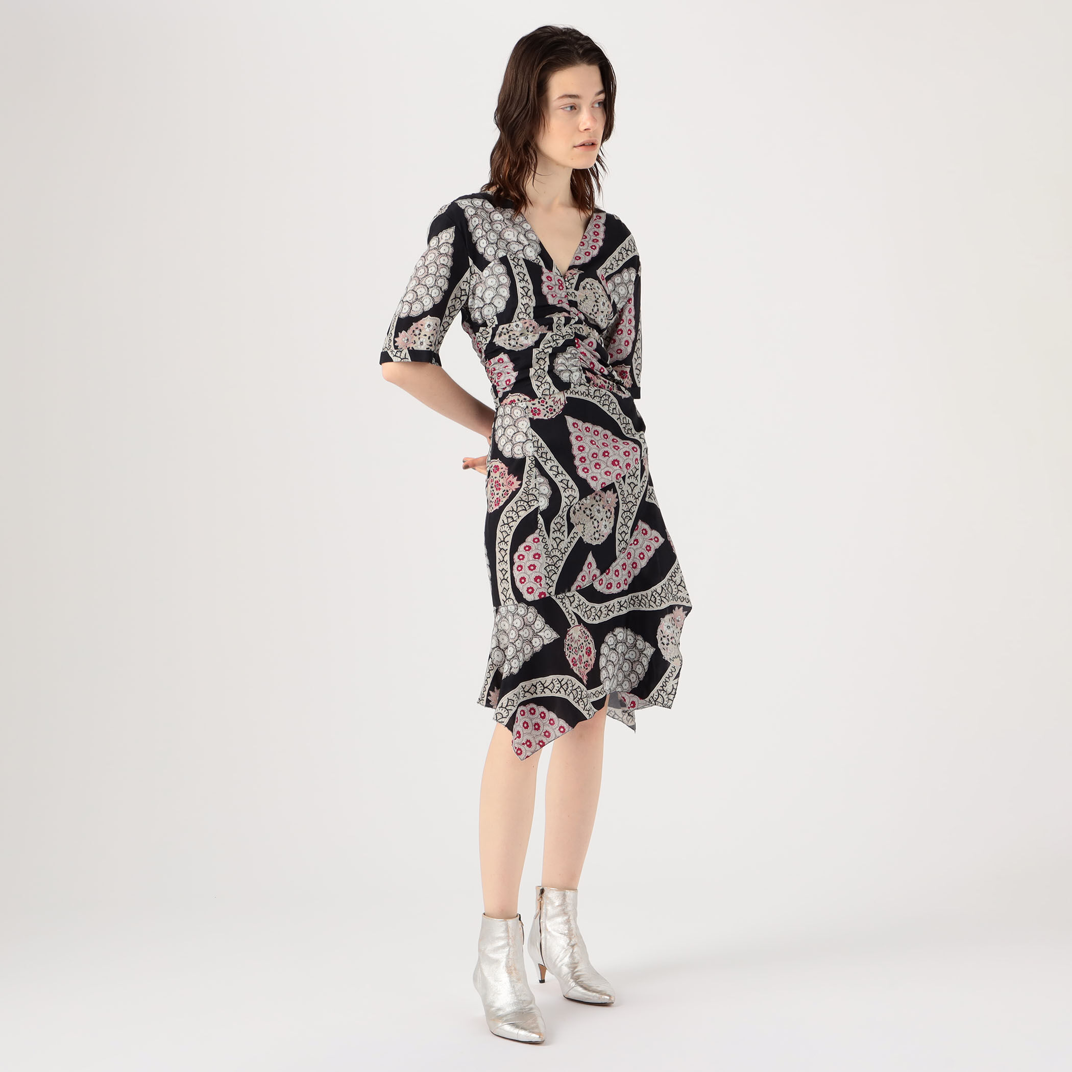 ★Isabel Marant★アローネ ワンピース ISABEL MARANT ARODIE レーヨンプリント Vネックワンピース