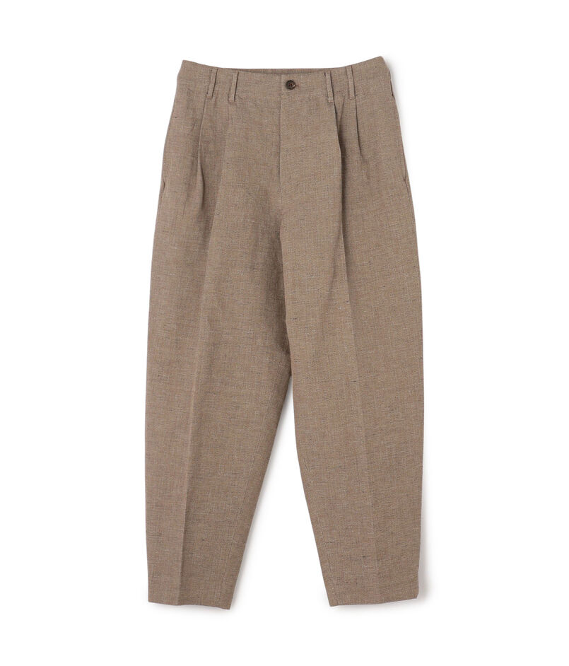 nonnotte Geometric Cotton Linen Wide Tapered Trousers