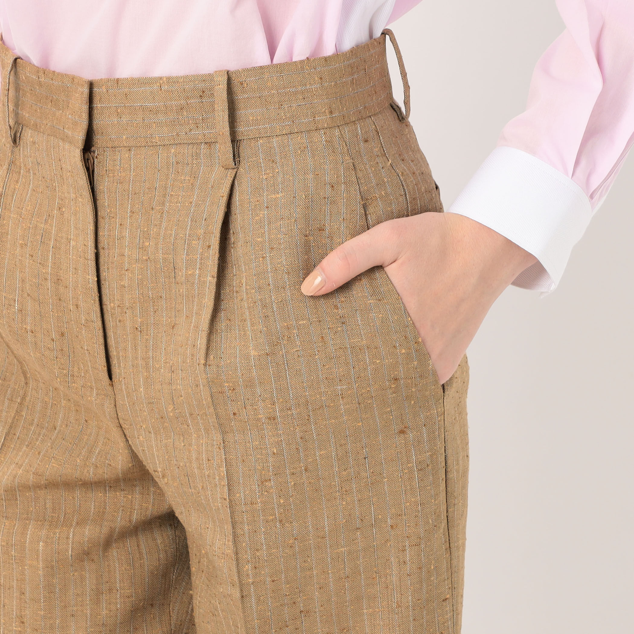 リネンストライプ ワンタックパンツ｜トゥモローランド 公式サイト