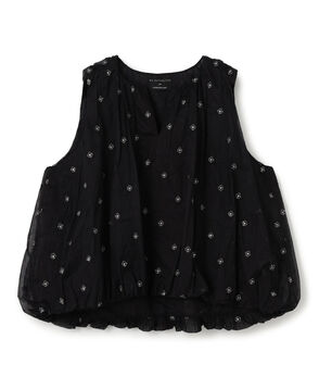 【別注】ne Quittez pas BLACK DOUBLE ORGANZA ノースリーブ トップス