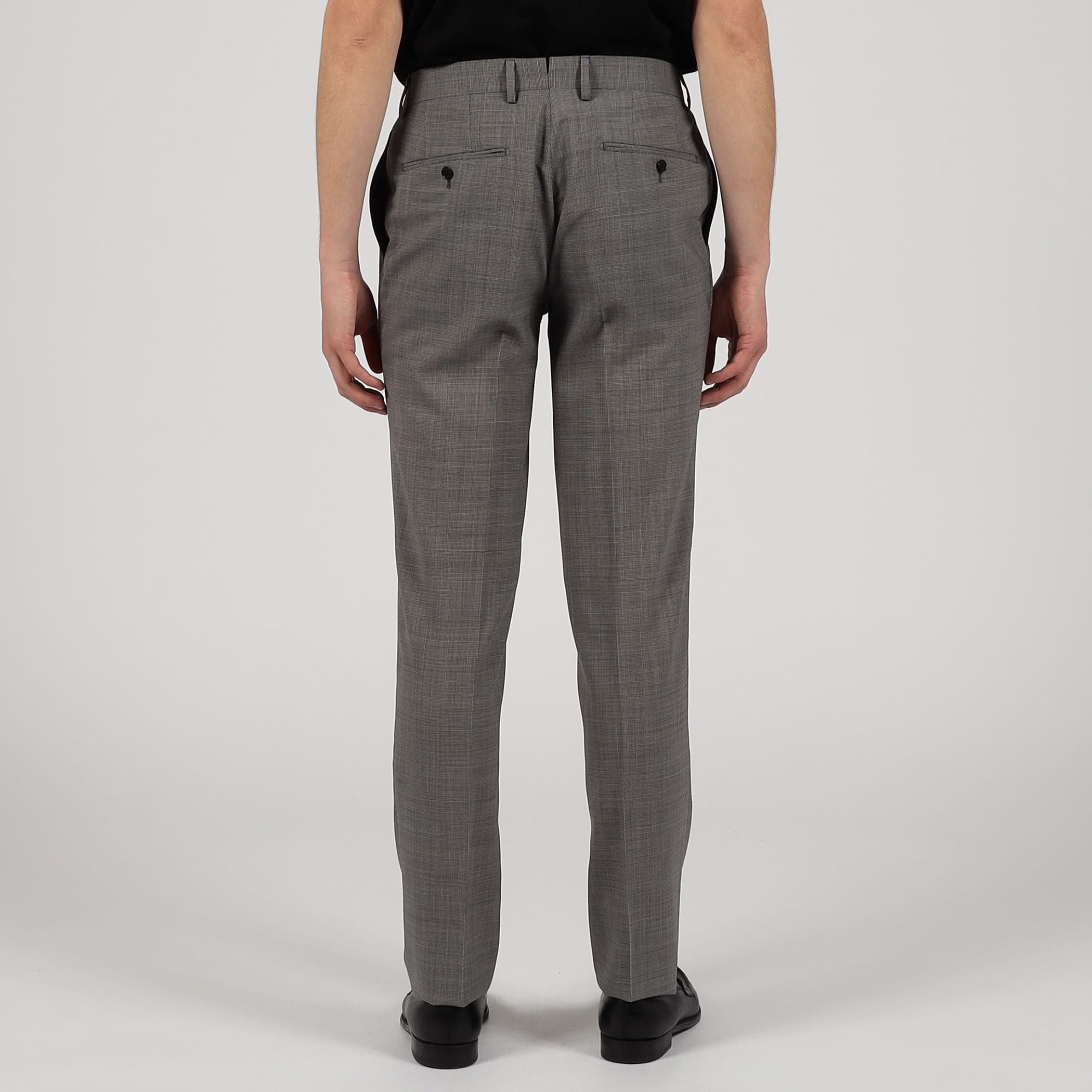 □Super120'sウールポリエステル ノープリーツスリムスラックス