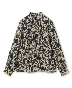 ホヤリーフプリント フロントタイブラウス