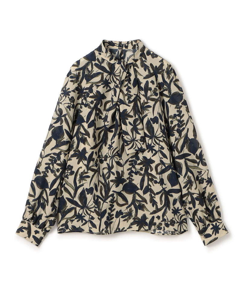 ホヤリーフプリント フロントタイブラウス