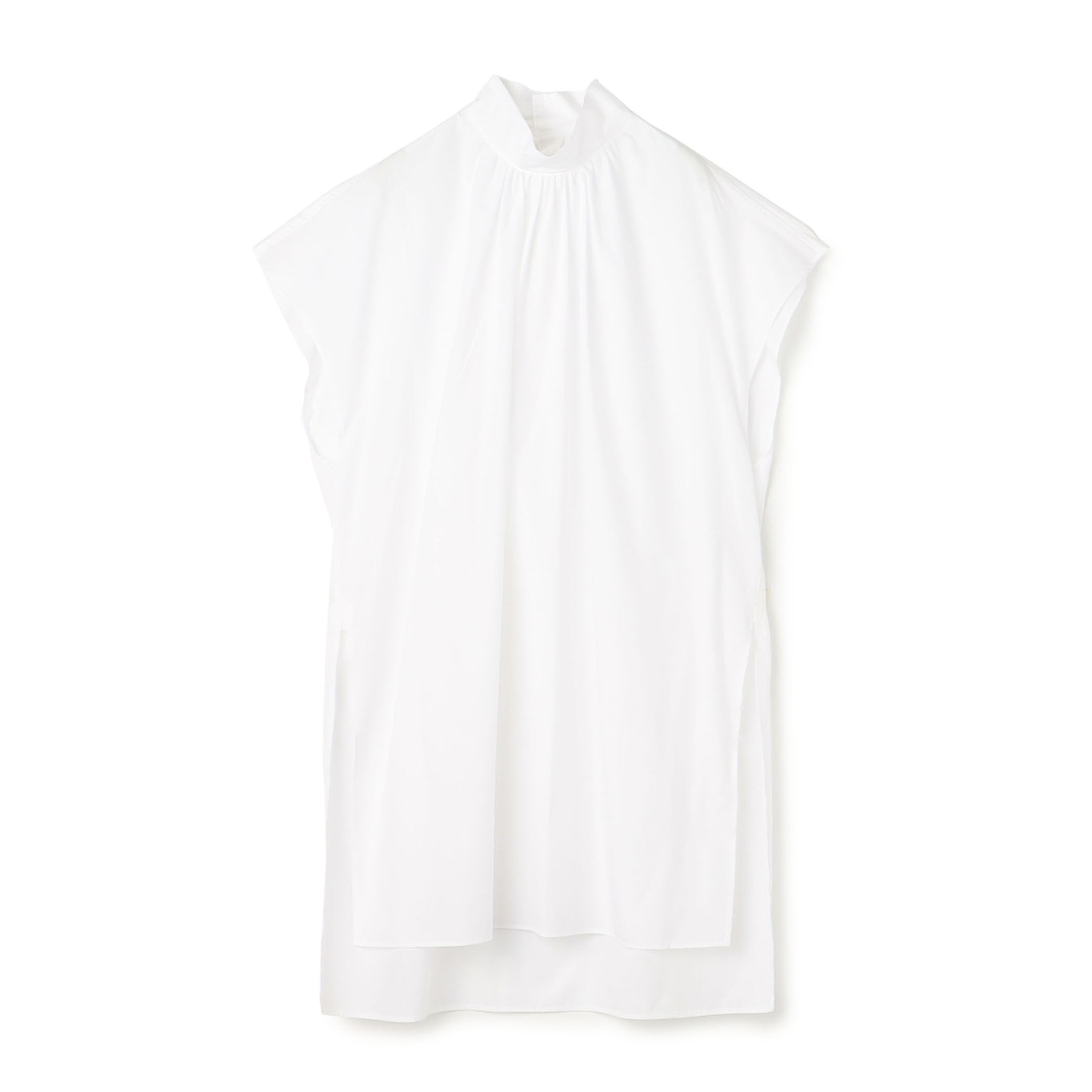 トゥモローランド コットンブロード スタンドカラーチュニックブラウス 白 コットンブロード スタンドカラーチュニックブラウス