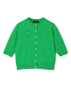 ファインポリエステル ハーフスリーブポケットカーディガン