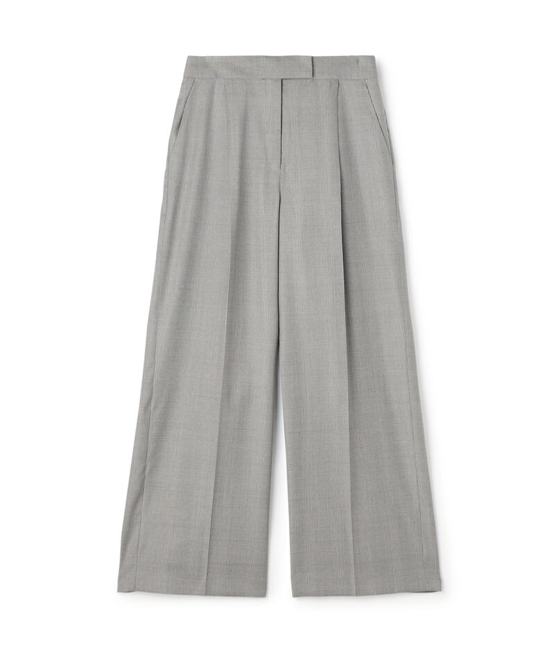 ZELANDER GLEN CHECK タックワイドパンツ