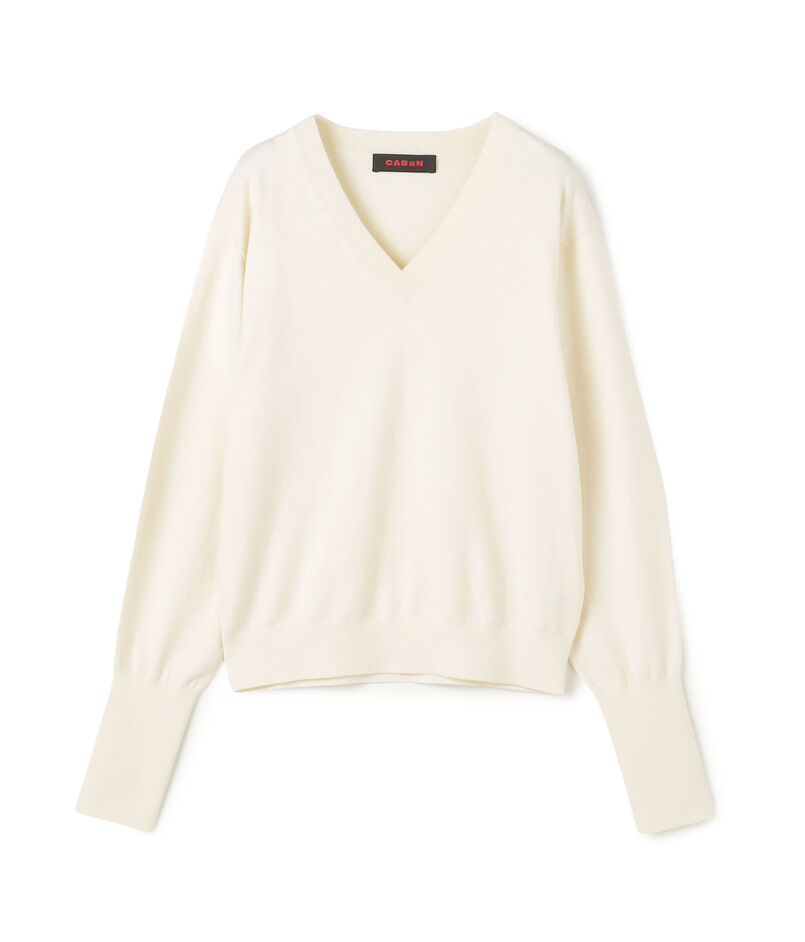 コットンカシミヤストレット Vネックプルオーバー
