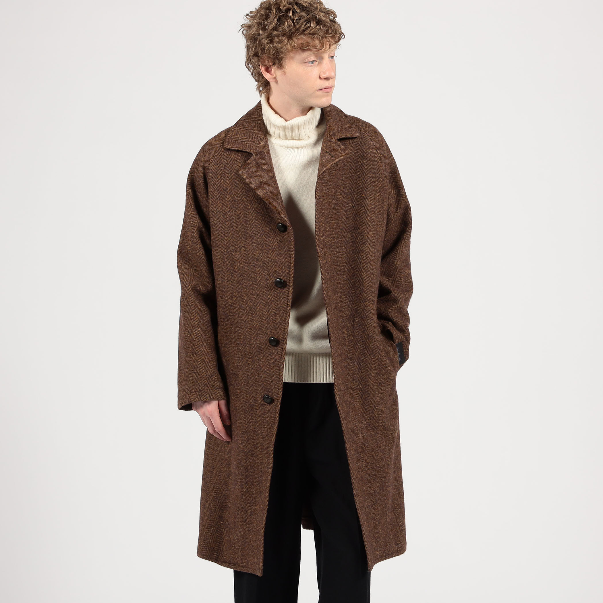 ERRICO FORMICOLA ウールナイロン バルカラー ベルテッドコート