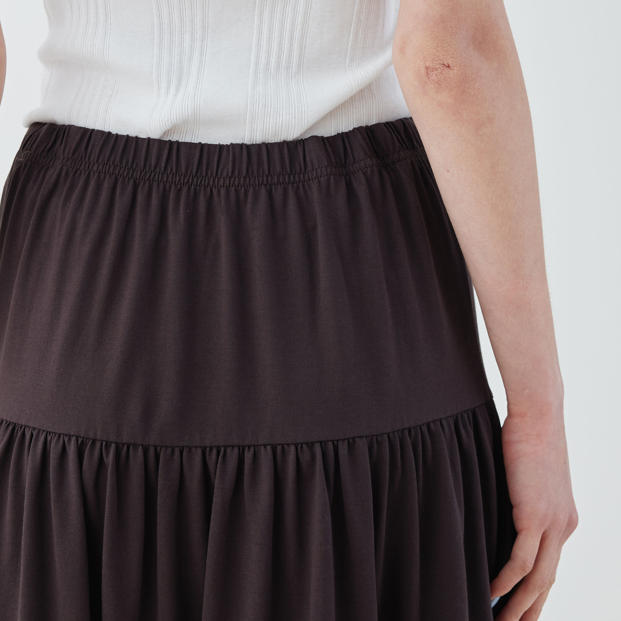 トゥモローランド　アシメ　フレアスカート　ギャザースカート　新品　黒　日本製　秋 SOMETHING ギャザーフレアスカート（デニムスカート） | EDWIN