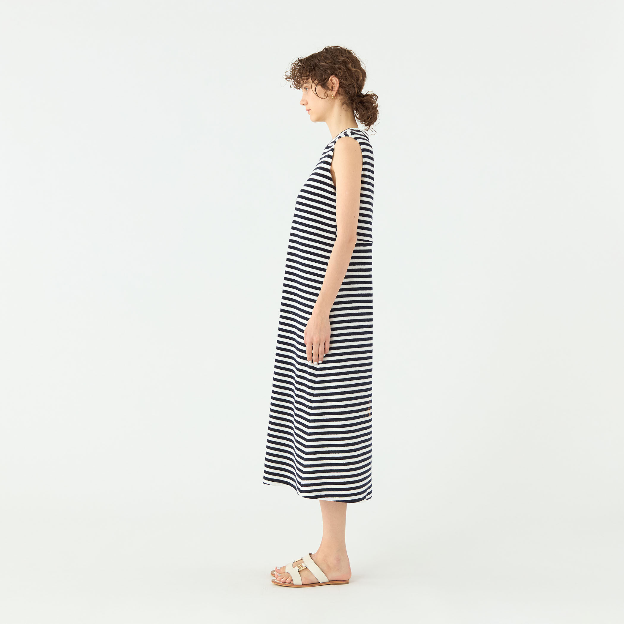 パイルボーダー スリーブレスワンピース｜トゥモローランド 公式通販